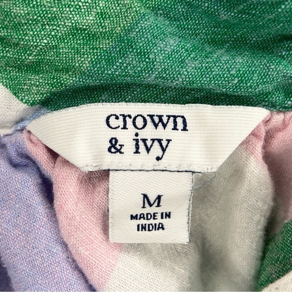 MEDIUM CROWN AND IVY LINEN BLEND COLORFUL TOP SLEEVELESS - Picture 10 of 11